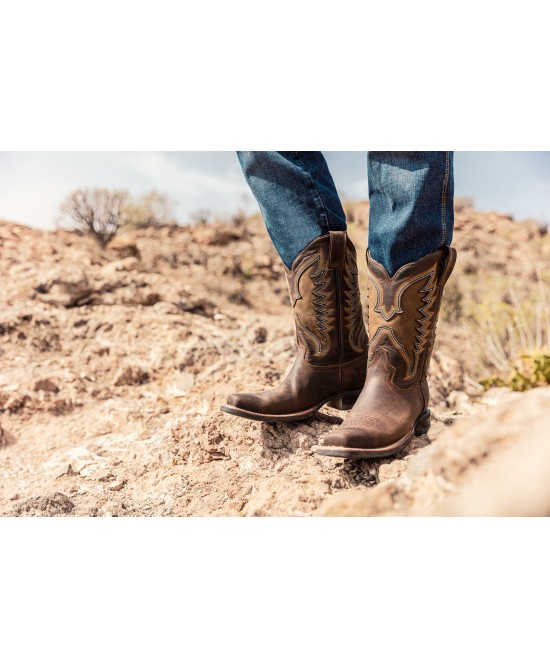 Stars & Stripes - WB-53 Brown Embroidery Cowboy Boots