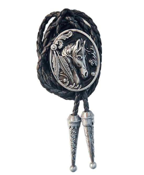 Bolo Tie - Horse Scroll Feather Vintage Bolo Tie