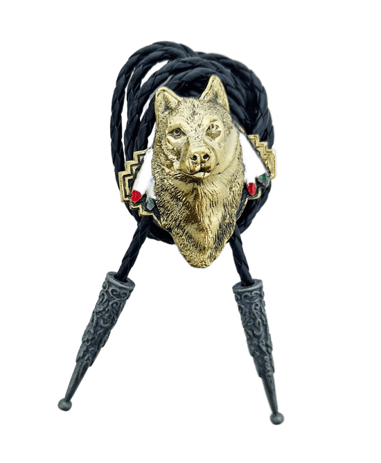 Bolo Tie - Wolf Gold