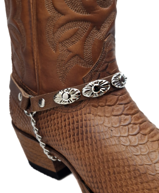 Boot Straps  - Oval Tan Distressed