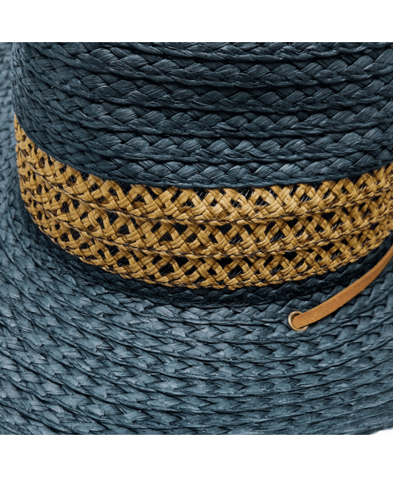 Straw Western Hat in Black with Chin Strap