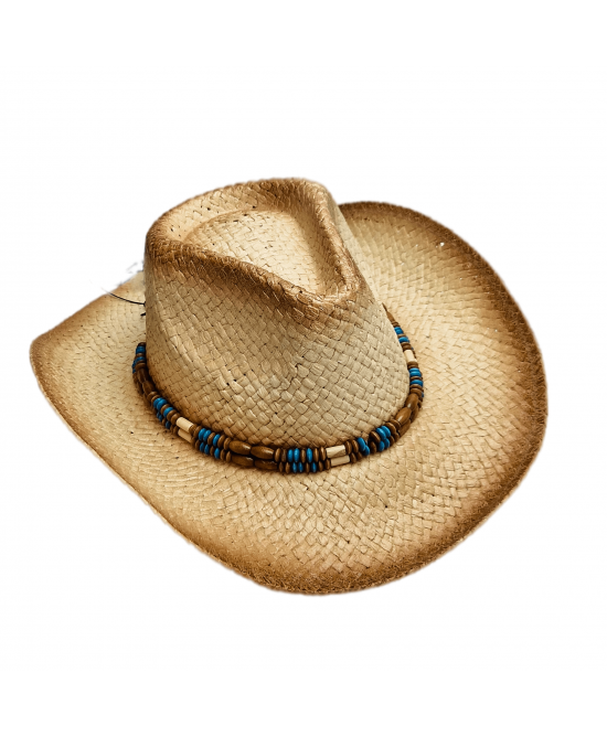 Straw Western Hat with Beads 