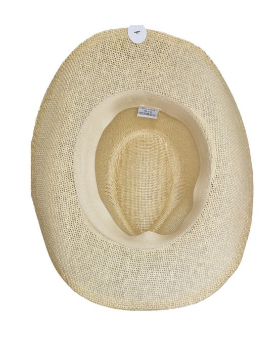 Straw Western Hat with Brown Hatband - Sand