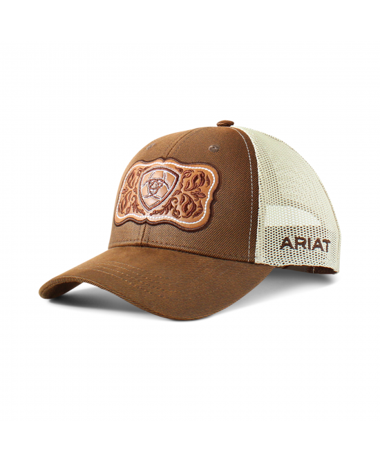 Trucker Hat -  Floral Leather Patch Cap