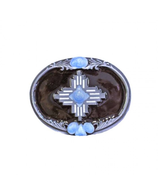 Belt Buckle - Aztec Cross Turquoise