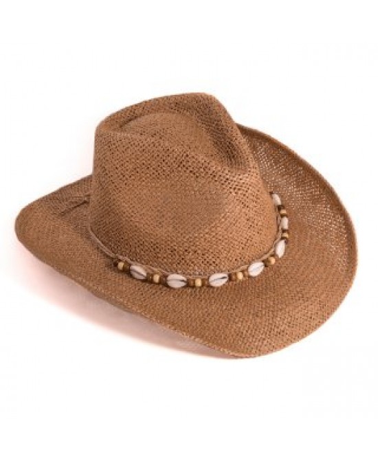 Straw Western Hat with Shell Band