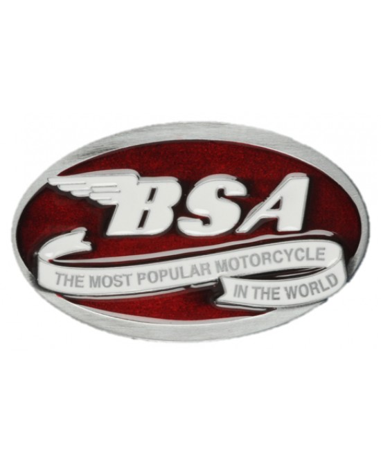 Belt Buckle - BSA Oval Scroll Dark Red