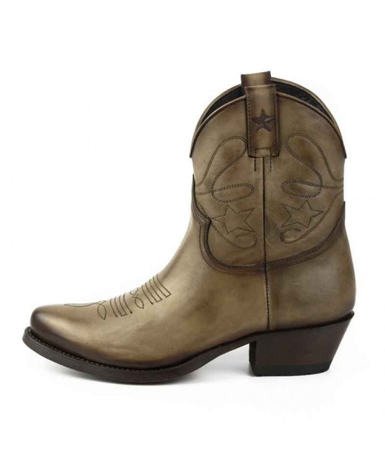 Brown/Grey Cowgirl Ankle Boots