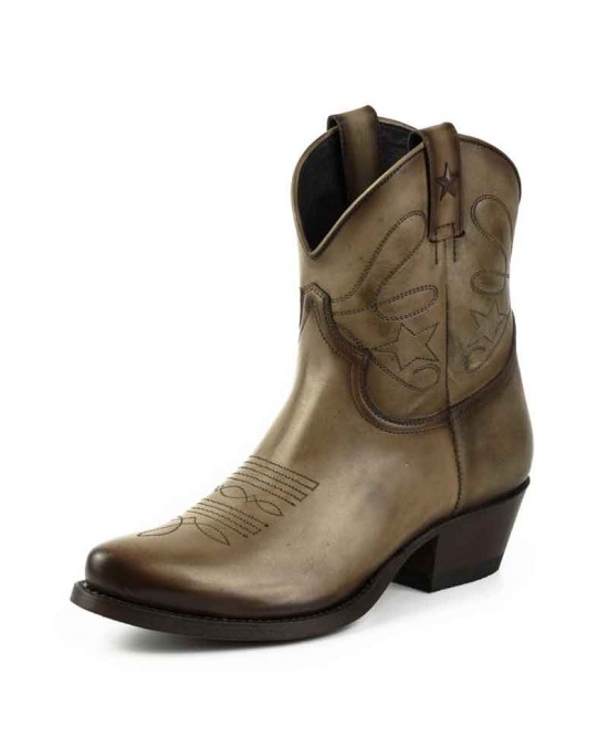 Brown/Grey Cowgirl Ankle Boots